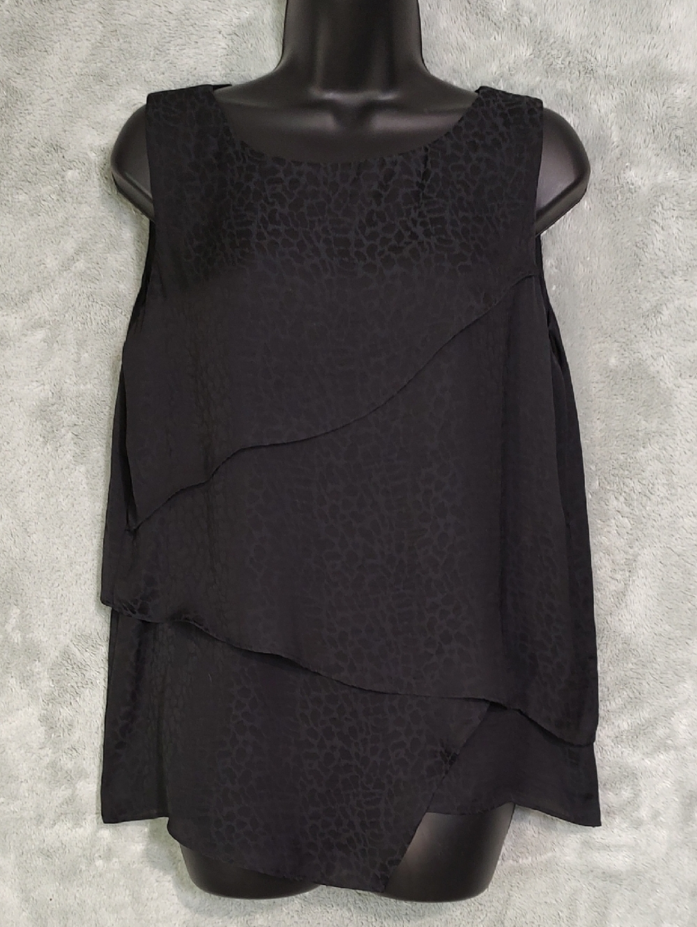 Calvin Klein Black Layered Textured Sleeveless Camisole